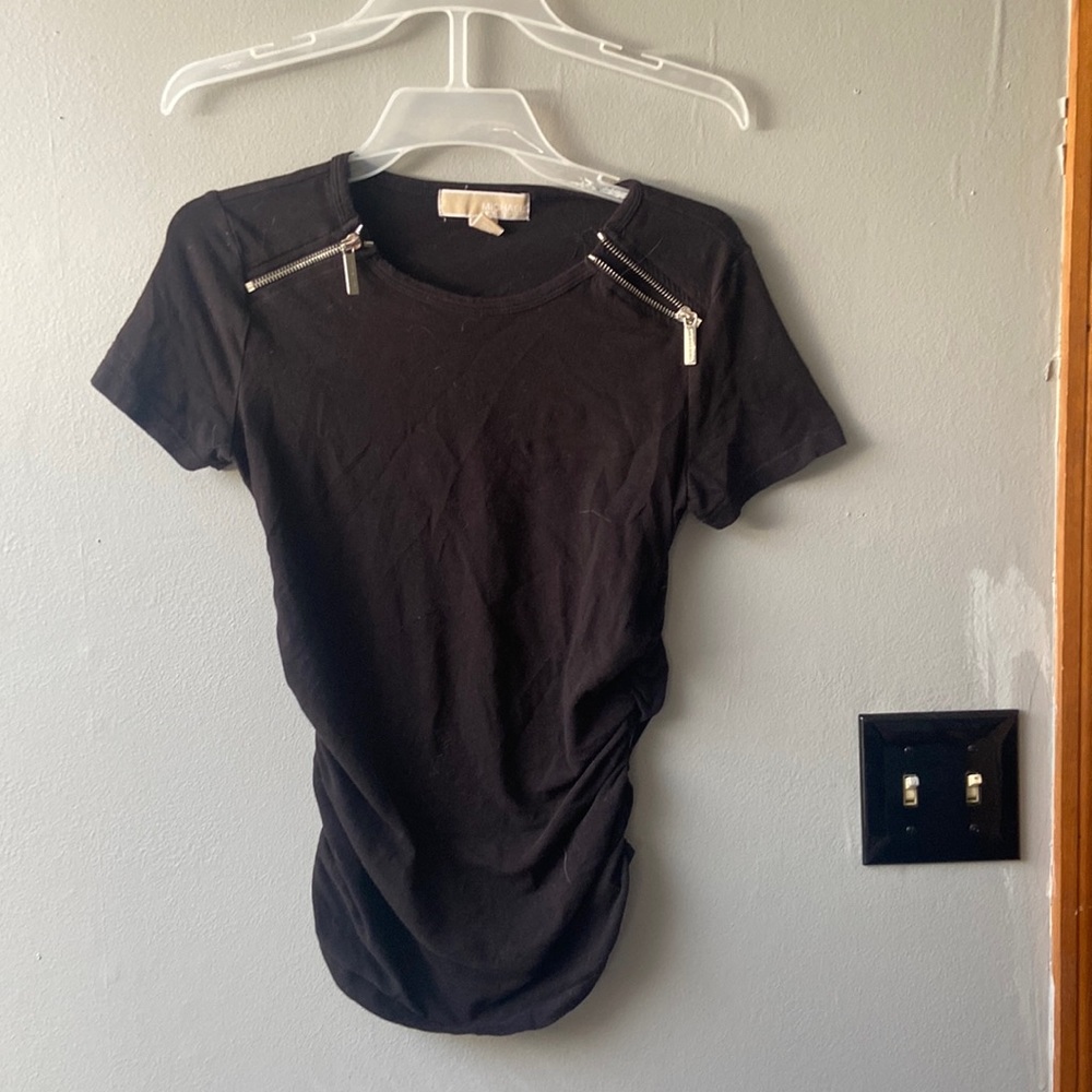 Black Micheal kors shirt with design zippers